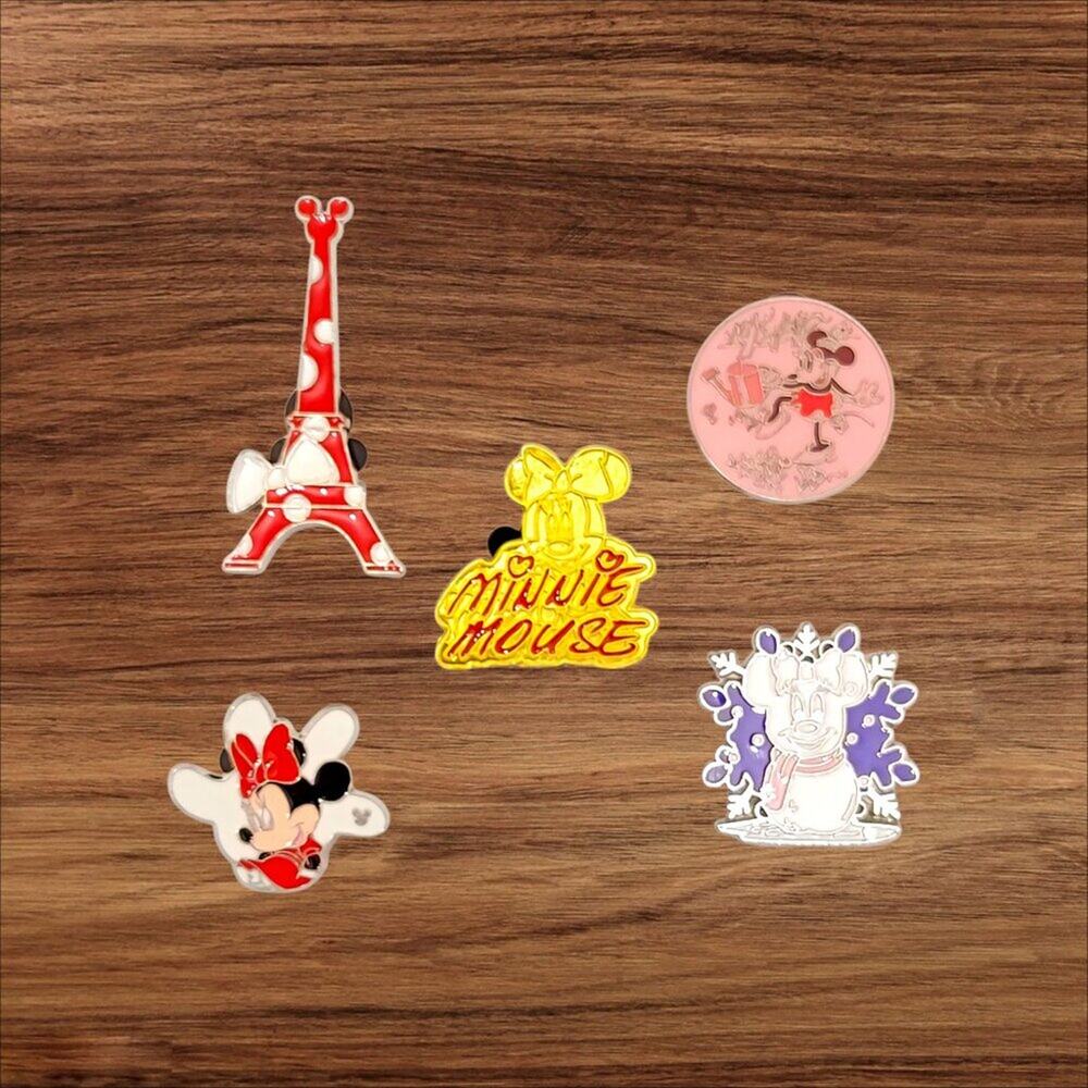 5 Minnie Mouse Disney Parks Trading Pins, Plus 2 Bonus Pins